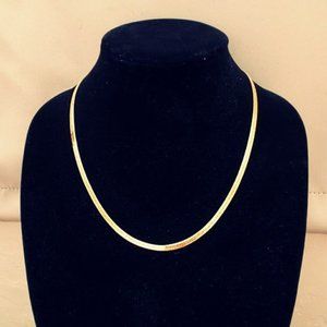 Gold Herringbone Chain Necklace